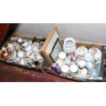 Two boxes of miscellaneous including various bone china teawares, ornaments, masons etc.