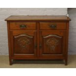 A Victorian carved mahogany sideboard. Condition report intended as a guide only. Splits to top