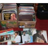 Two boxes of L.P records to include Michael Jackson, Bob Dylan, Jimi Hendrix, The Beach Boys,