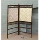 A mahogany bi-fold screen. Condition report intended as a guide only. With damage / in need of