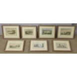 Seven framed local interest antique prints to include Sheffield, Bakewell, Buxton etc.