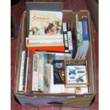 A box of mostly military and historic reference books including samurai, Tudor, 12th century