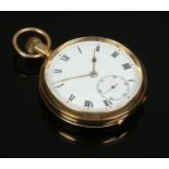 First World War interest, an 18ct gold presentation pocket watch with enamel dial and subsidiary