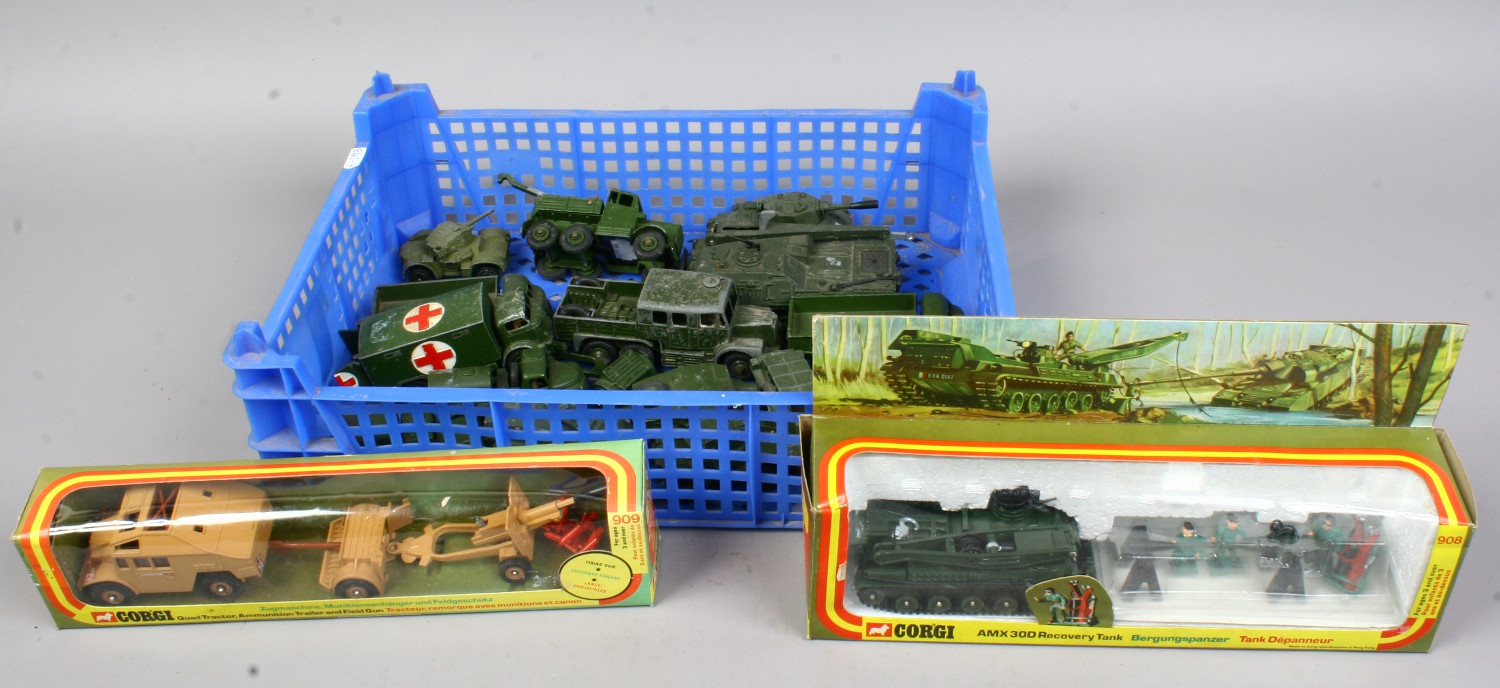 A quantity of Diecast military vehicles including boxed Corgi and Dinky examples.