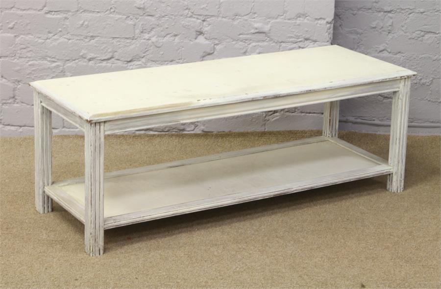 A painted and distressed two tier coffee table. - Image 2 of 2