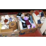 Three boxes of miscellaneous to include stoneware keg, Rumtopf, Sadler, Royal Worcester, boxed