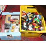 Two boxes of boxed and unboxed Diecast vehicles to include Corgi, Dinky, Matchbox etc.