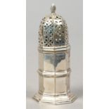 An Edwardian silver sugar caster of octagonal form assayed Chester 1908, 12cm 67 grams.