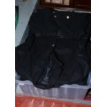 Two boxes of British Railway wool coats some with silver and gold coloured buttons, some surplus