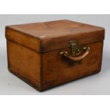 An Insall & Son Bristol leather top hat case with manufacturers mark, monogrammed M.W.