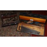 Two carpenters fitted tool chests and contents of wood working tools.