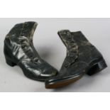 A pair of ladies Edwardian black leather boots, size 4.