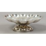 A late Victorian silver pedestal bowl with scalloped rim, assayed Birmingham 1900, by J.