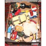 A box of play worn Diecast model cars including Corgi Lledo and Matchbox etc.