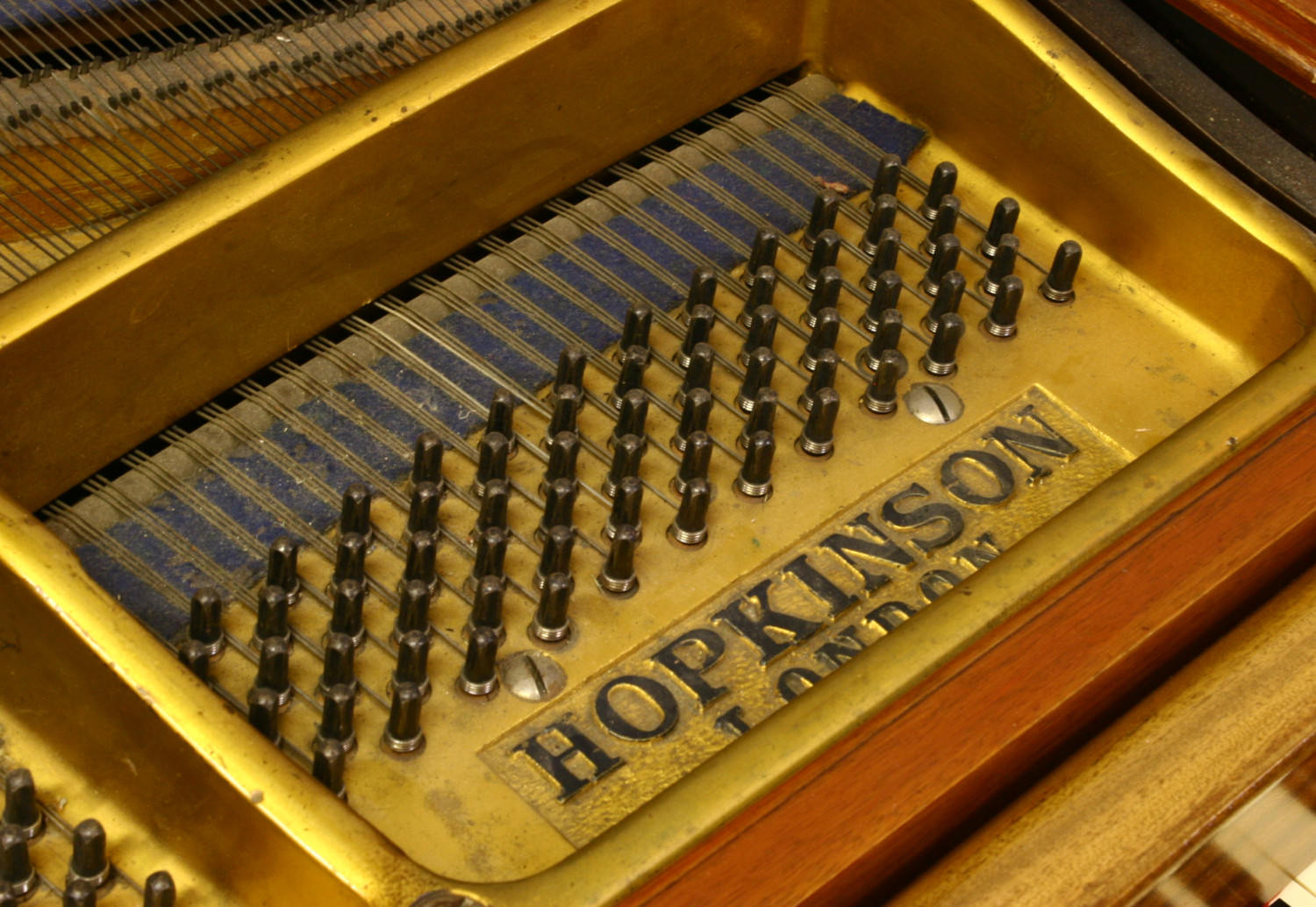 A mahogany baby grand piano raised on square tapering supports, Hopkinson London, along with a - Image 4 of 5