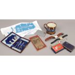 A small lot of collectables including wristwatches, Barnsley and Sheffield ordnance survey map,