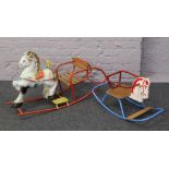 Two vintage children's rocking horses to include a painted tin example.