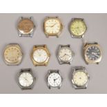 A collection of vintage watch heads to include Sekonda, Corma, Eigar, Taito examples etc.