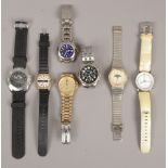 Seven wristwatches to include Sekonda, DKNY, Slazenger, Tag Heuer etc.