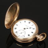 A World War One interest full hunter gold plated military pocket watch with Roman numeral markers