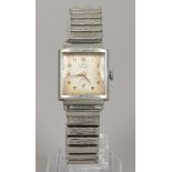 A gentleman's Smiths Deluxe manual stainless steel bracelet watch with square dial applied gilt