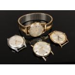 Three gentleman's vintage watch heads and a bracelet watch including Ramona, Lindex, Rytima deluxe