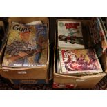 Two boxes of vintage books mainly on the subject of war aircrafts and guns etc.