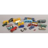 A tray of 15 vintage Diecast toy vehicles to include Matchbox, Corgi and Dinky examples, some in