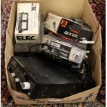 A box of CB radios and accessories to include Mustang, Binatone examples etc.