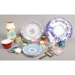 A quantity of collectable ceramics including Masons, Shelley, Poole stoneware etc, along with a