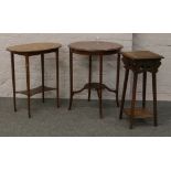Three pieces of occasional furniture to include inlaid Windsor table, mahogany occasional table