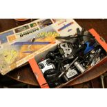 A box of radio controlled helicopters to include large B series 9004 along with a boxed Balsacraft