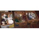 Three boxes of miscellaneous to include glassware's, advertising tins, Spode, Leighton pottery etc.