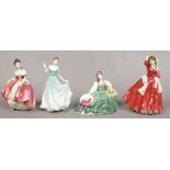 Four Royal Doulton figures of ladies.