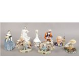 A group lot of ceramics to include Royal Doulton character jug, Royal Doulton figurine of a lady,