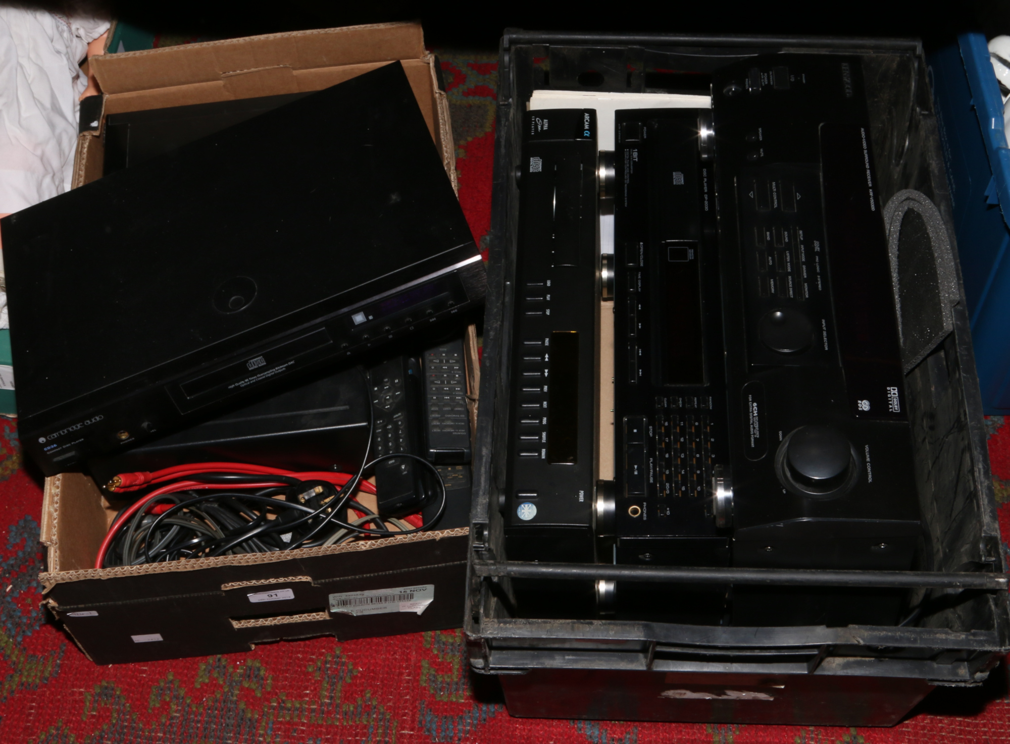 Two boxes of hi-fi separates to include Sony, Kenwood etc.