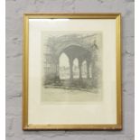 An Adeline S. Illingworth gilt framed etching scene of Ypres France signed in pencil.