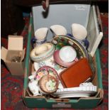 A box of miscellaneous ceramics and glass to include Royal Worcester, Limoges cabinet plates,