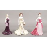 Three Coalport figures of ladies from The Ladies of Fashion collection.