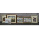 A landscape watercolour signed Glyn White, along with two framed Danbury Mint wildfowl sets and