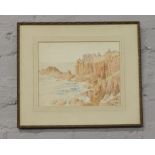 A framed coastal watercolour, titled The Lands End singed Goldsmith, dated 1935.Condition report