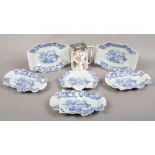 A collection of 19th century pottery to include six Masons ironstone blue and white dishes and a