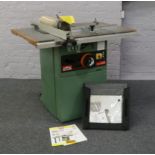 A Kity 240 volt circualr saw bench model 100618 fitted with 270mm blade, along with instruction