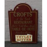 A metal pub sign for Crofts.