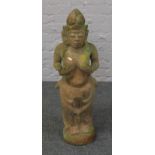 A terracotta garden statue of an Indian goddess. Approximately 90cm high.