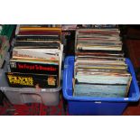 Three boxes of L.P records easy listening musicals and film sound tracks.