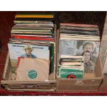 Two boxes of records to include vintage 78s, 331/2 and 45rpm county and western, easy listening