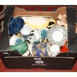 A box of miscellaneous to include Wedgwood, Sylvac dog, decorative vase etc.