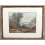 A Victorian watercolour Gathering Firewood monogrammed J.H.H.