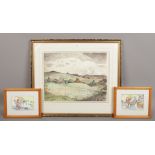 A framed watercolour, rural landscape inscribed verso Keneth Keeble Smith 1898, along with two Hazel